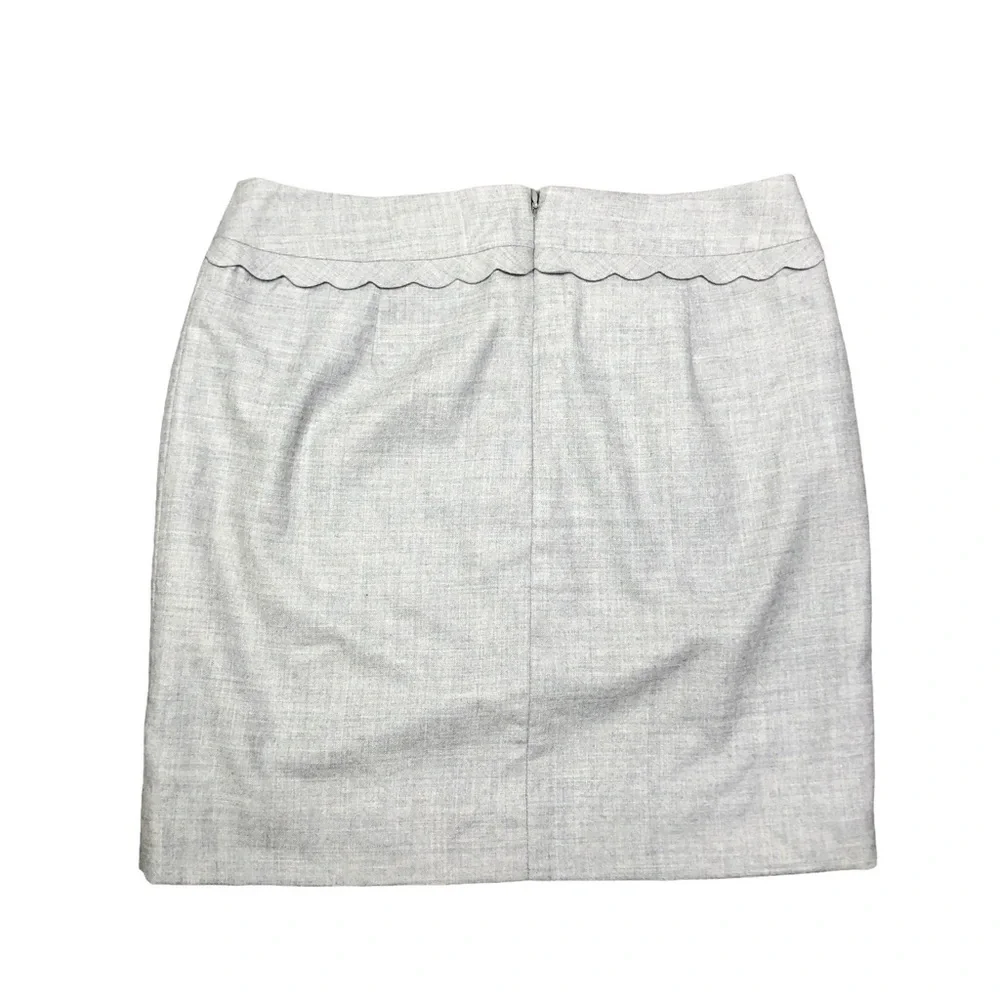 J. Crew light grey lightweight wool mini skirt scalloped 8